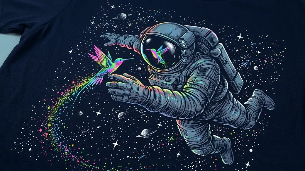 Astronaut Reaching For A Hummingbird