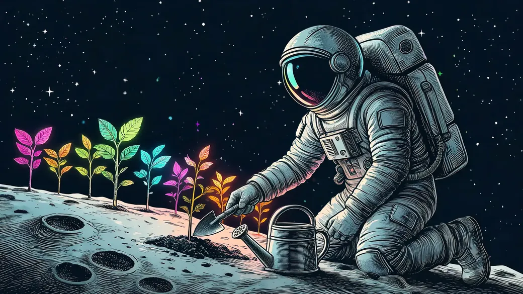 Astronaut Planting Moon Seedlings