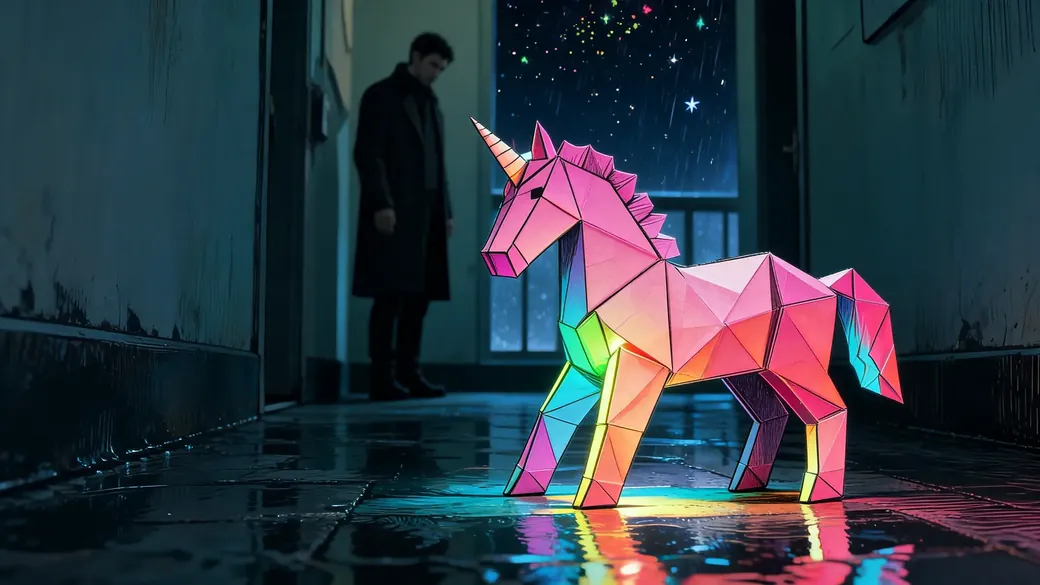 Origami Unicorn In A Hallway