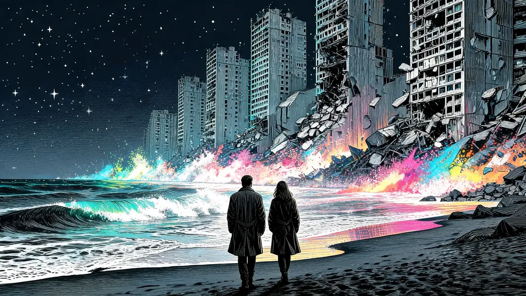 Crumbling Towers Sliding Into The Sea