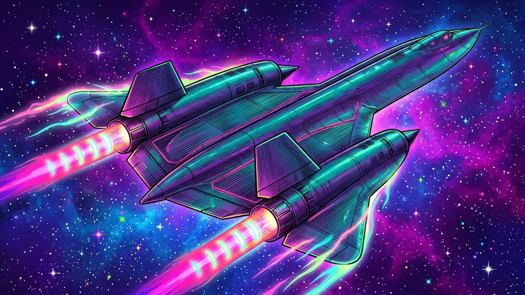 Spy Jet Racing Through A Purple Nebula