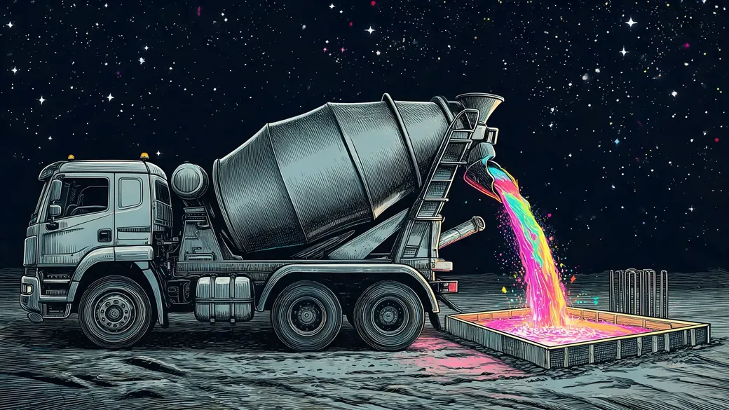 Concrete Mixer Pouring A Foundation