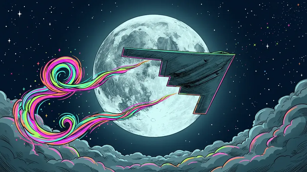 Stealth Bomber Across A Full Moon