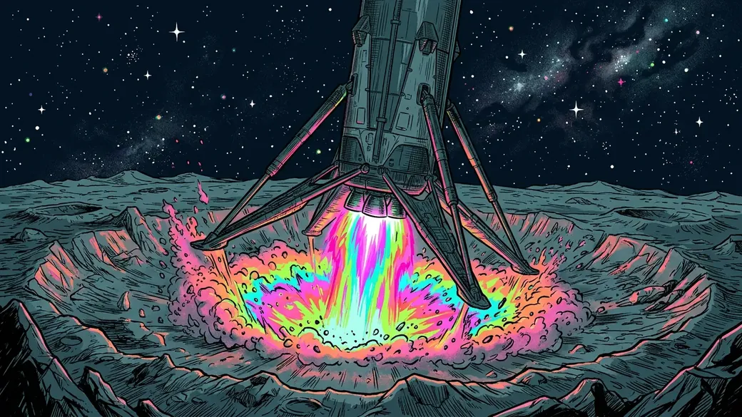 Rocket Landing In A Glowing Crater