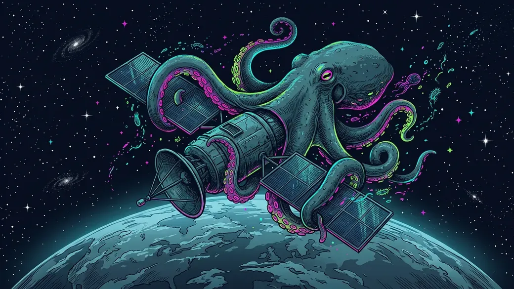 Octopus Hugging A Satellite