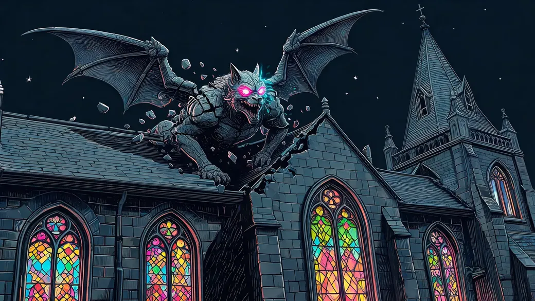 Gargoyle Waking On Church Roof