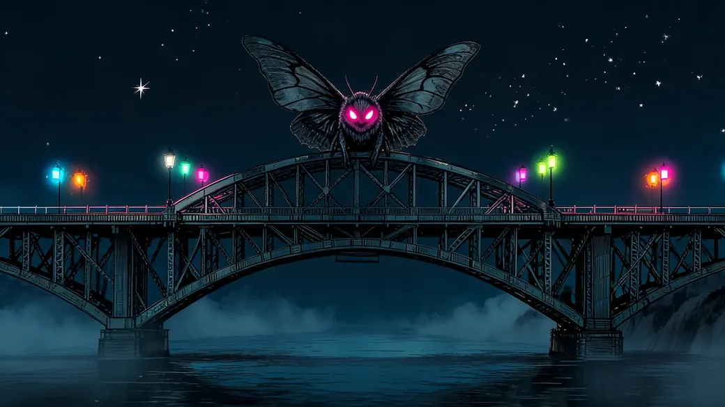 Moth Creature On Steel Bridge