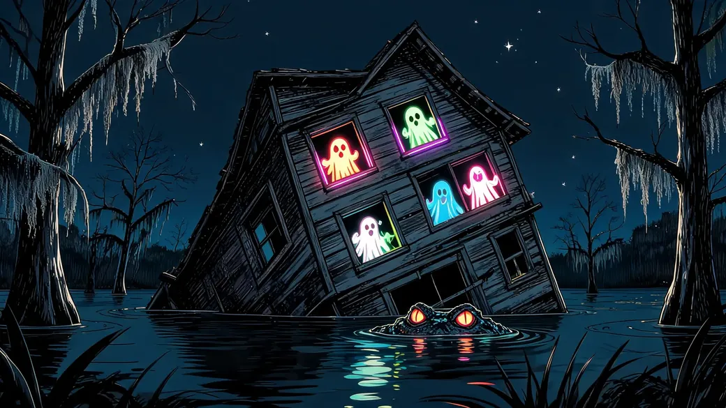 Sunken Cabin With Ghost Figures