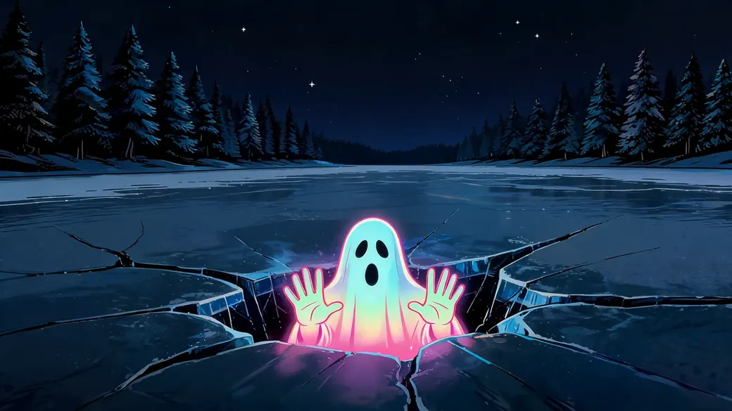 Ghost Under Frozen Lake Ice