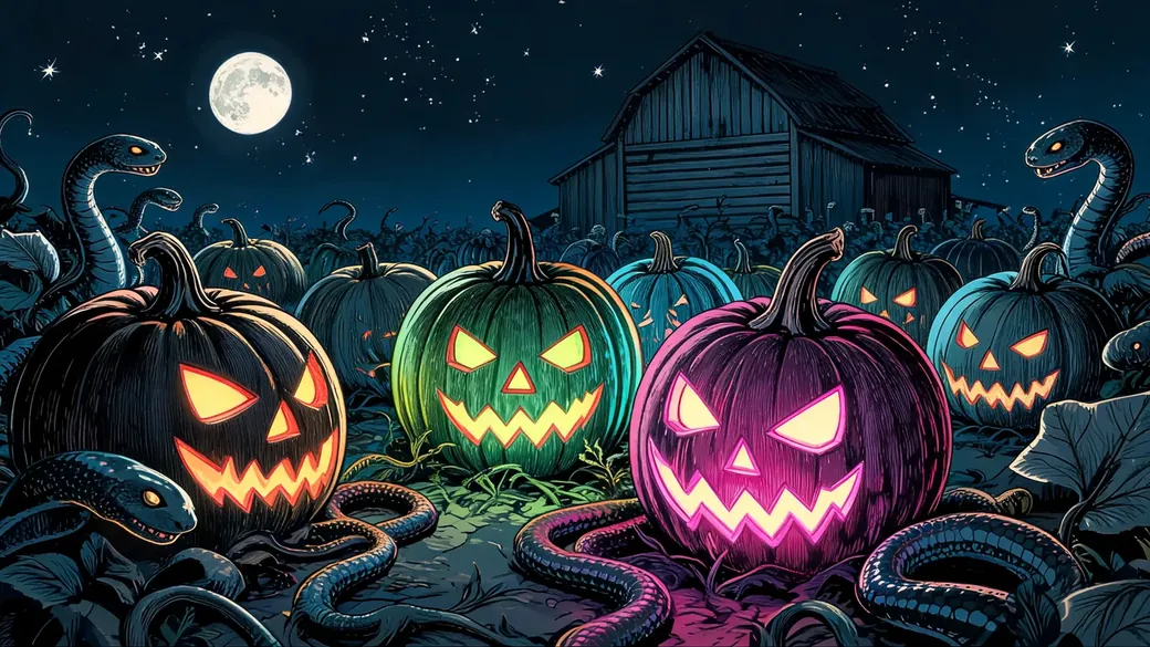 Toothy Jack O Lanterns At Night