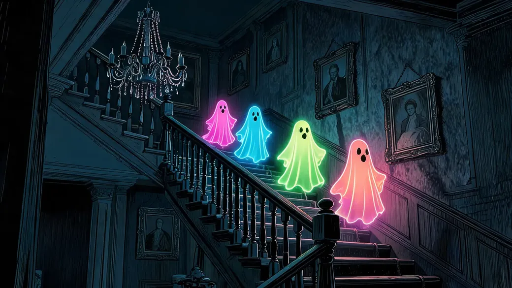 Ghosts Descending Mansion Staircase