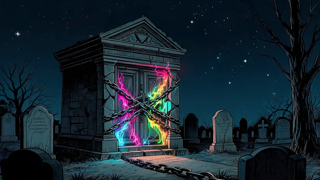 Chained Mausoleum Doors Leaking Glow