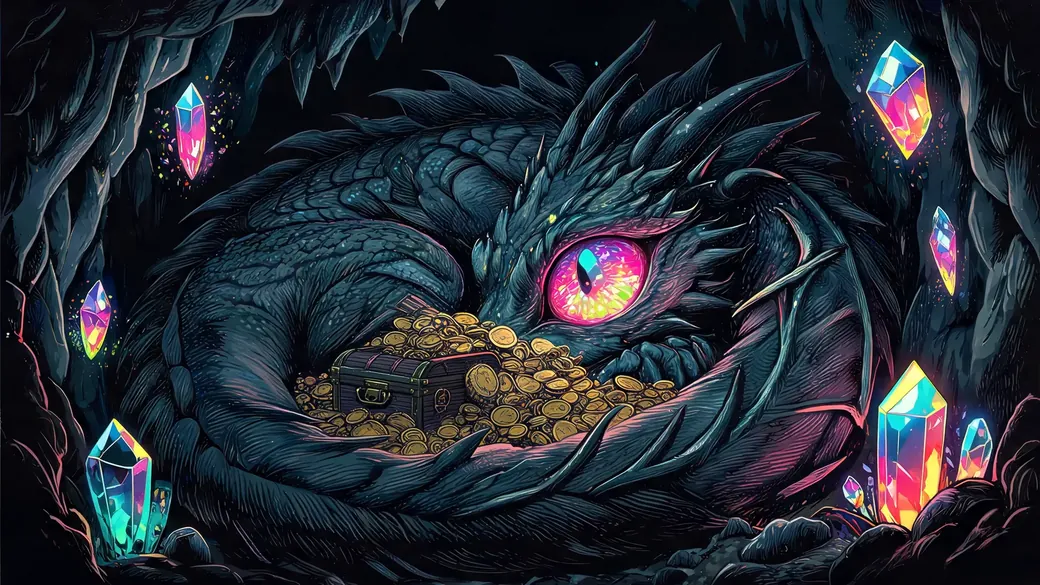 Sleeping Dragon On Treasure Pile