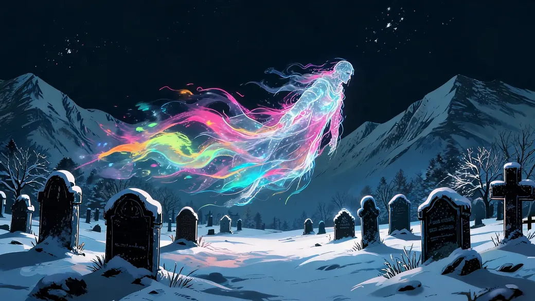 Frost Wraith In Snowy Graveyard