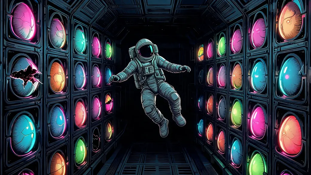Astronaut Among Alien Egg Pods