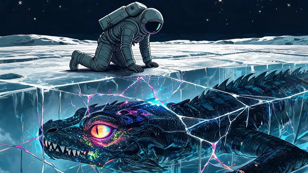 Astronaut Above Frozen Sleeping Giant