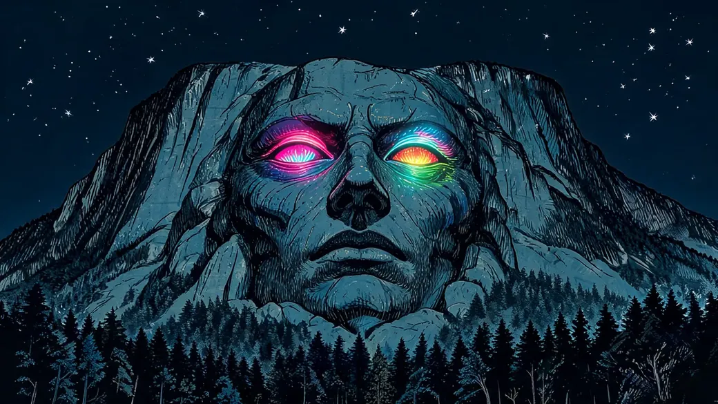 Stone Mountain Face Opening Eyes