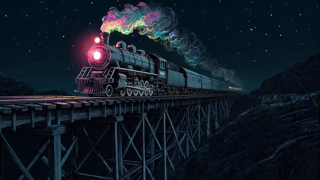 Phantom Train On Wooden Trestle