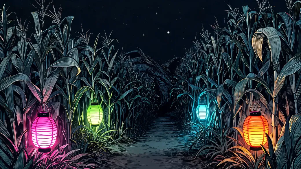 Lantern Path Into Corn Maze