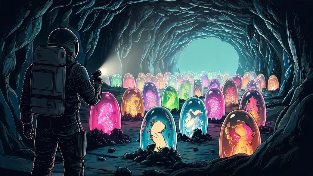 Astronaut Finds Cracking Alien Pods