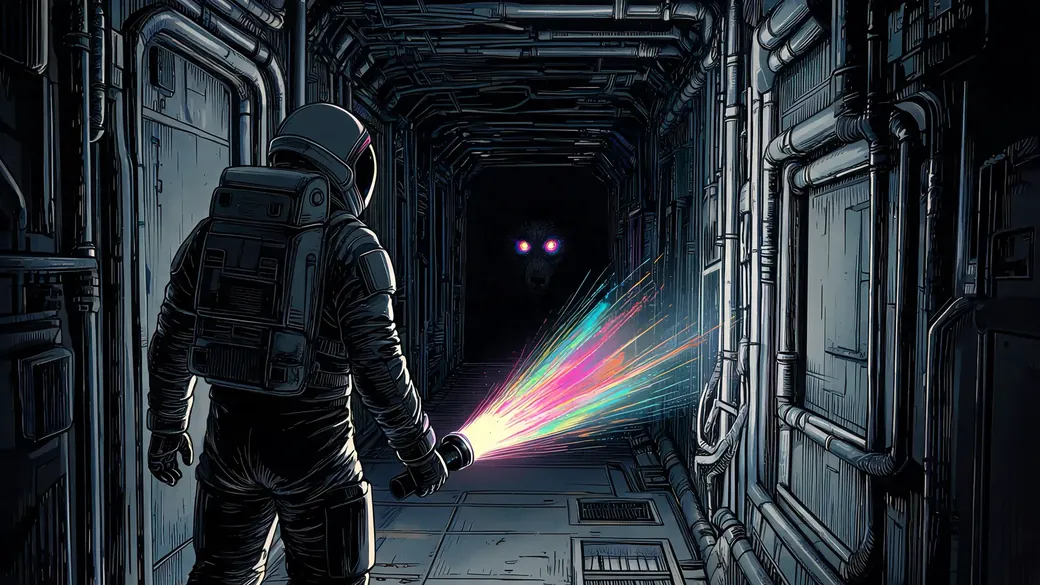 Astronaut Facing Corridor Shadow Creature