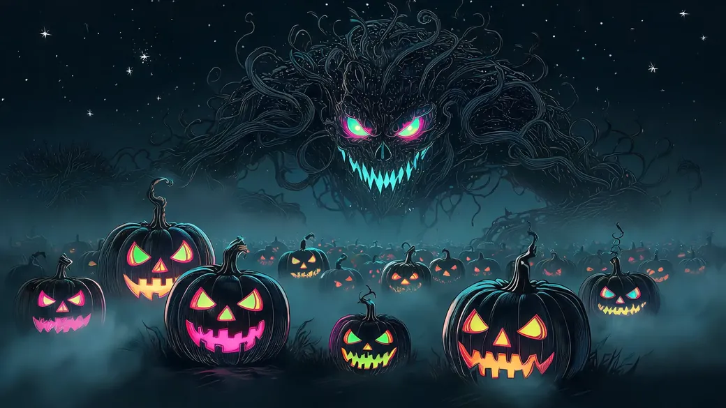 Jack-O'-Lanterns With Vine Monster