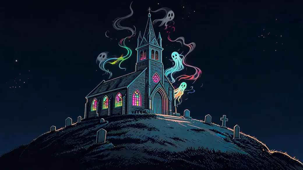 Ghosts Swirling Around Hilltop Church