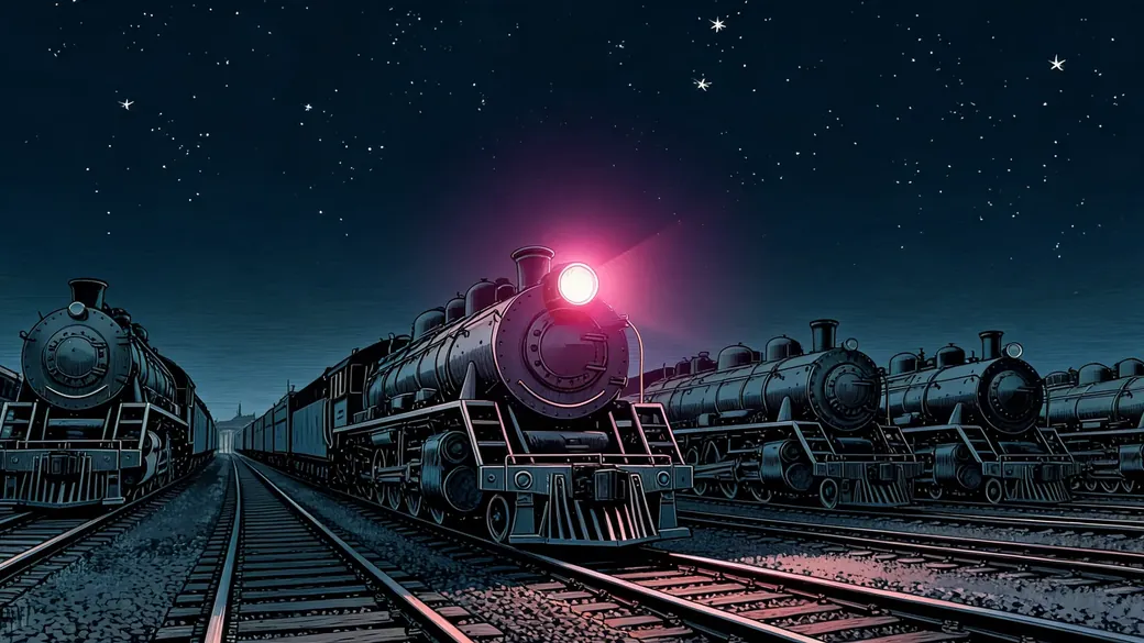 Ghost Locomotive In Train Graveyard