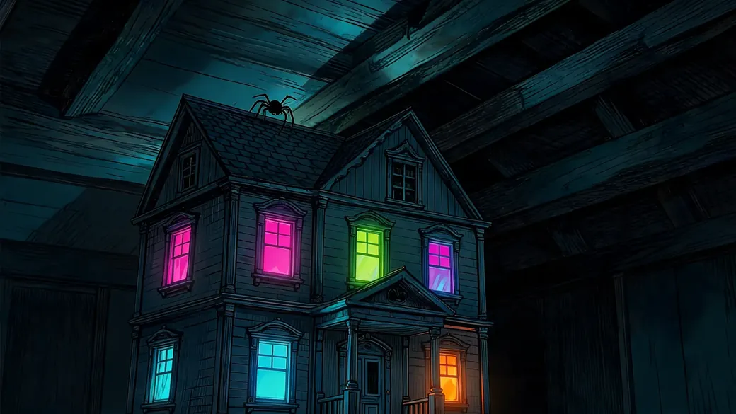Spider On Haunted Dollhouse
