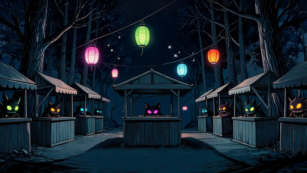 Goblin Market With Floating Lanterns