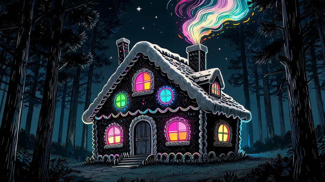 Candy Cottage In Dark Forest
