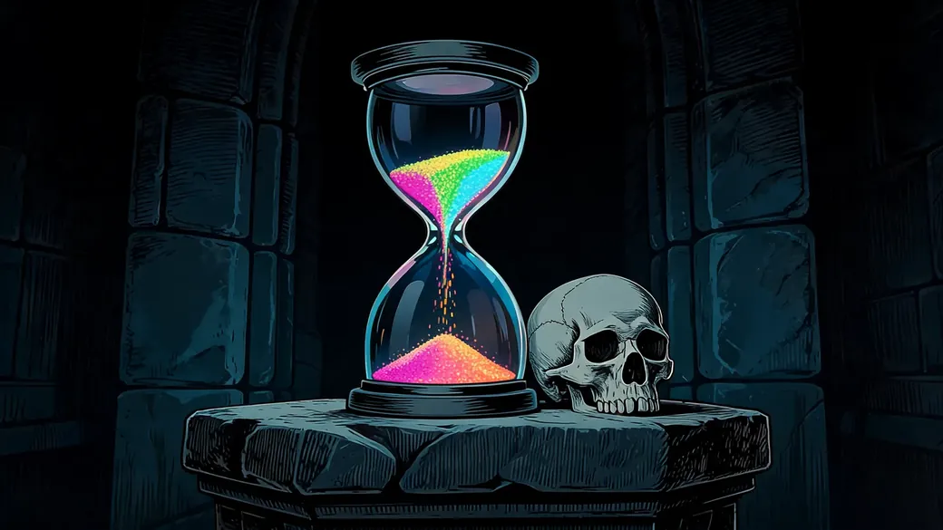 Glowing Hourglass With Skull
