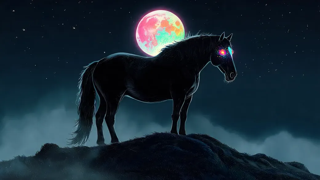 Black Horse With Burning Eyes