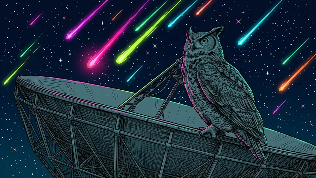 Owl On A Radio Dish