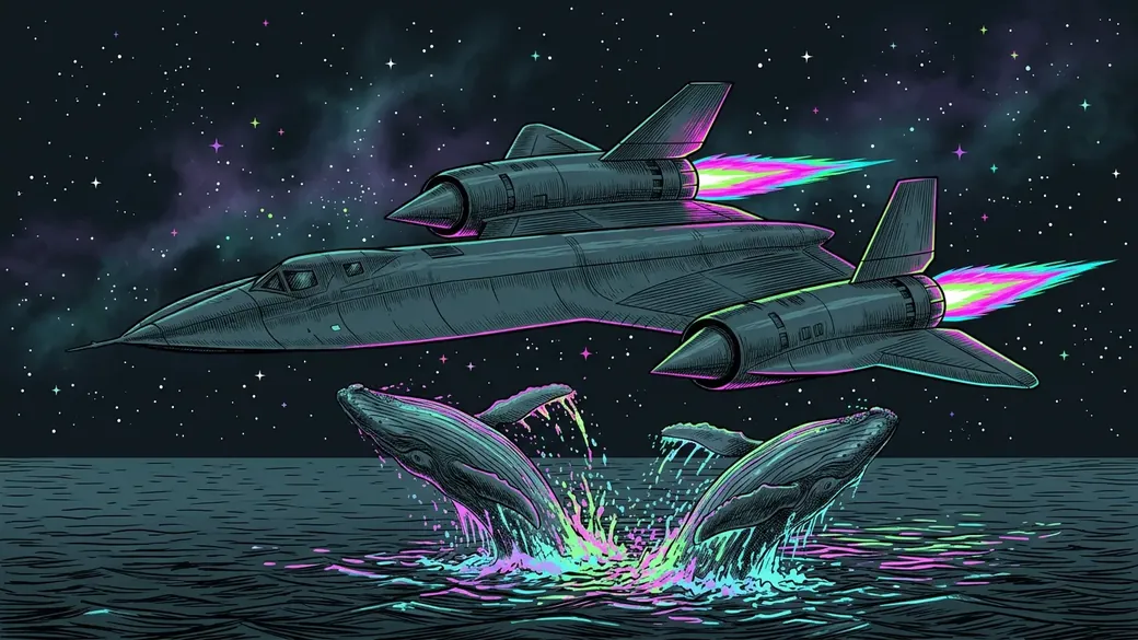 Spy Jet Over Breaching Whales
