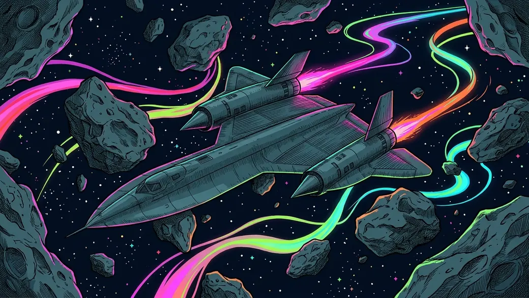 Spy Jet Through An Asteroid Field
