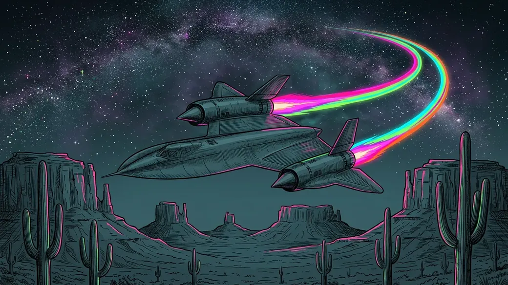 Spy Jet Over Desert Mesas