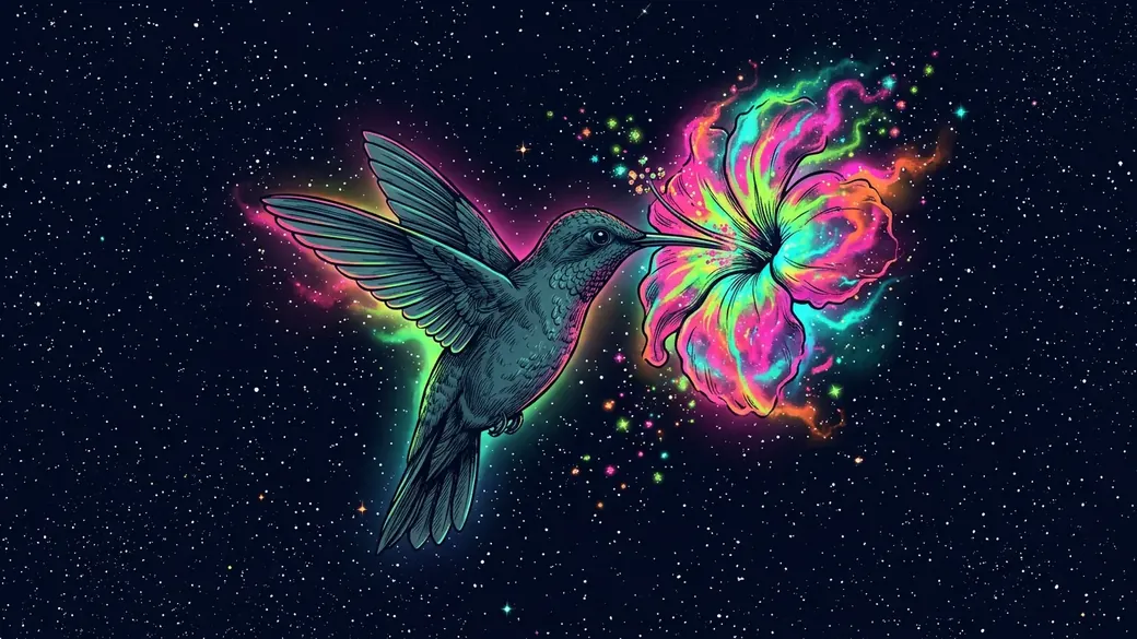Hummingbird At A Nebula Flower