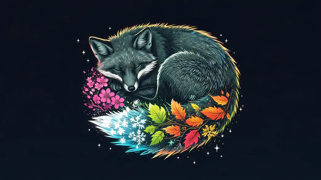 Sleeping Fox With a Four Seasons Tail