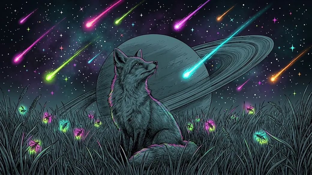 Fox Watching A Meteor Shower