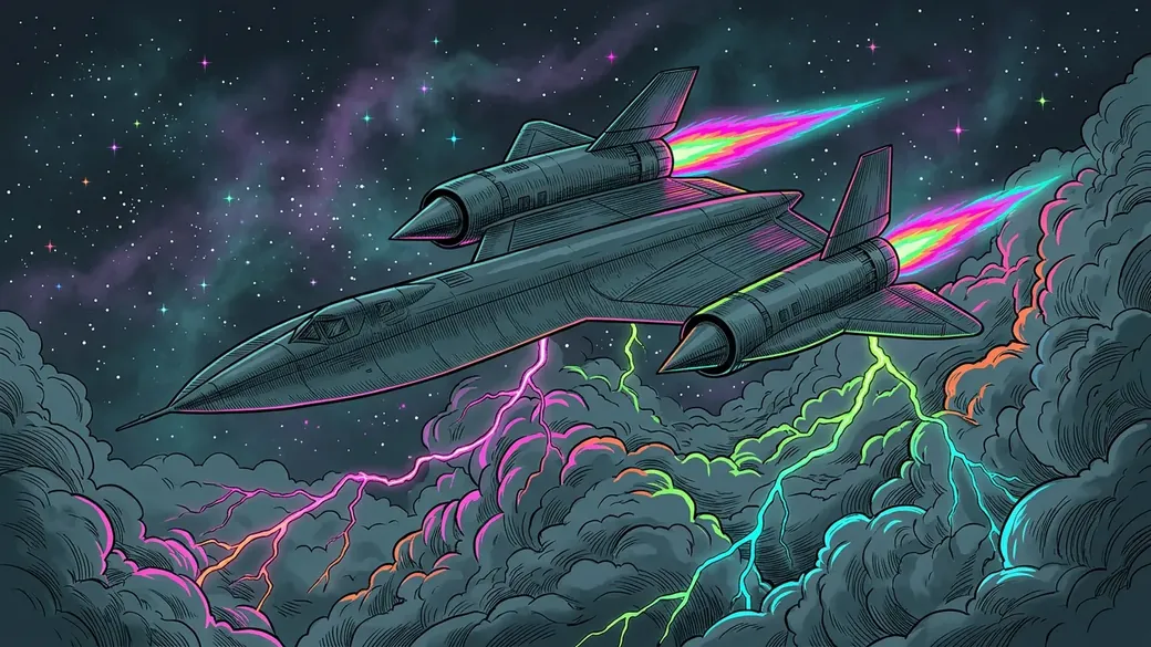 Spy Jet In A Neon Lightning Storm