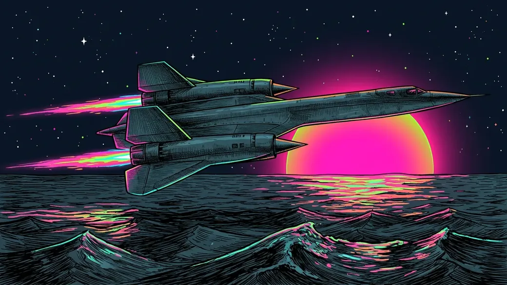 Spy Jet Over An Ocean Sunset