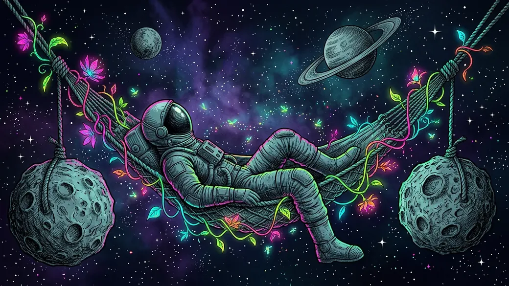 Astronaut In An Asteroid Hammock