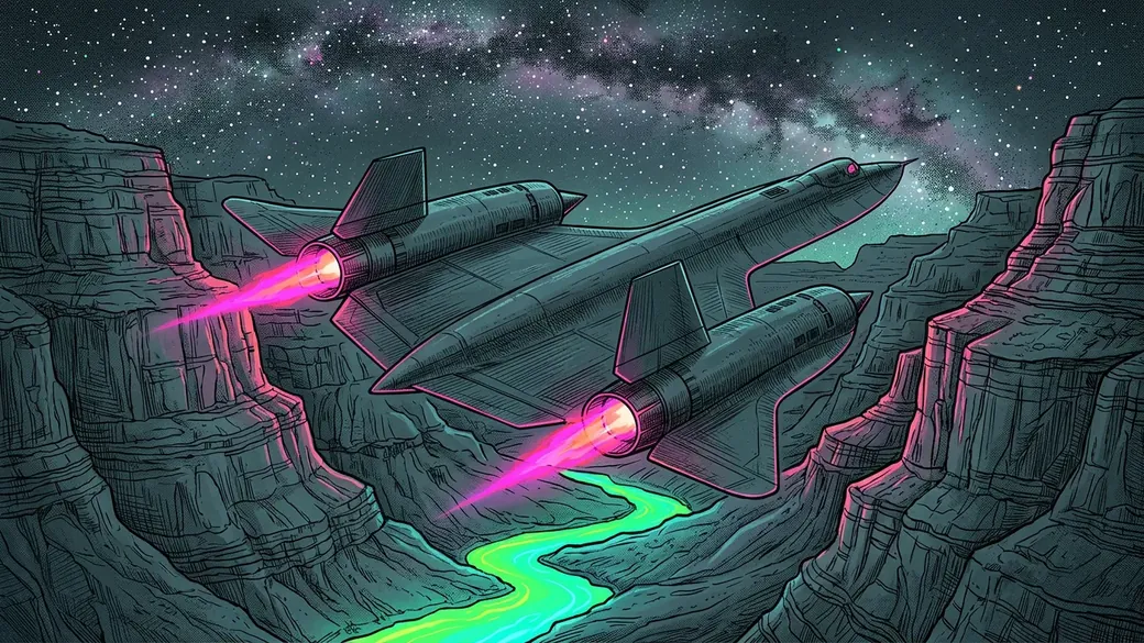 Spy Jet Down A Canyon River