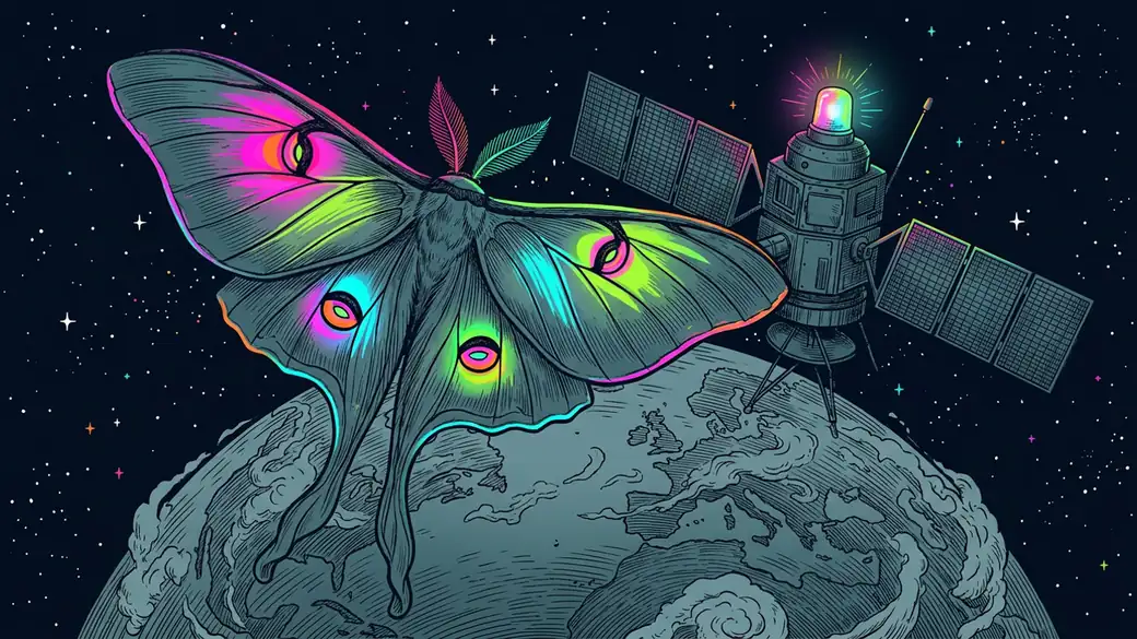 Luna Moth Resting On A Satellite