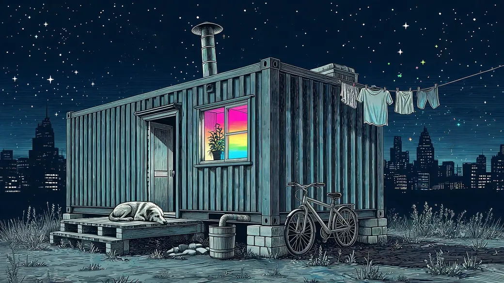 Shipping Container Home With A Washing Line