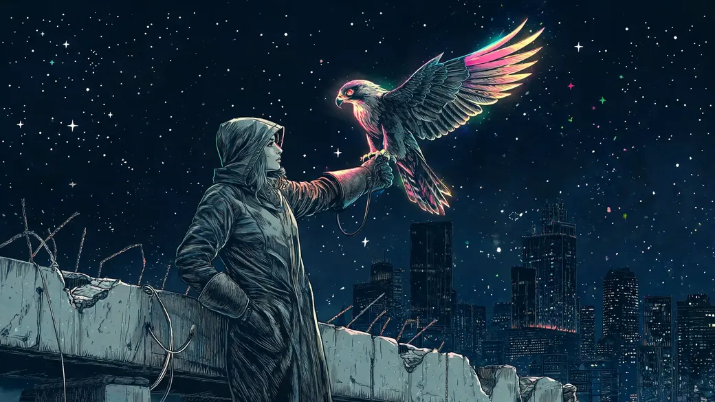 Falconer With A Machine Falcon