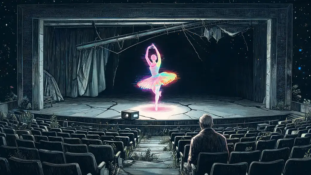 Hologram Ballerina On An Abandoned Theater Stage