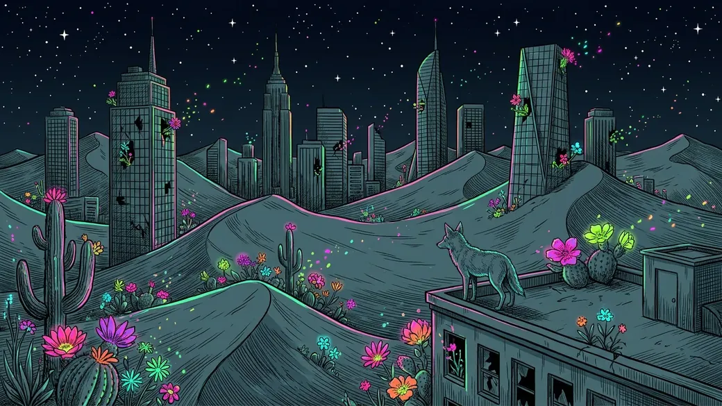 Coyote In A Buried Desert City