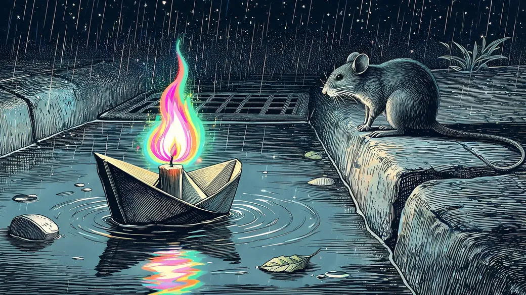 Candle Paper Boat In The Gutter